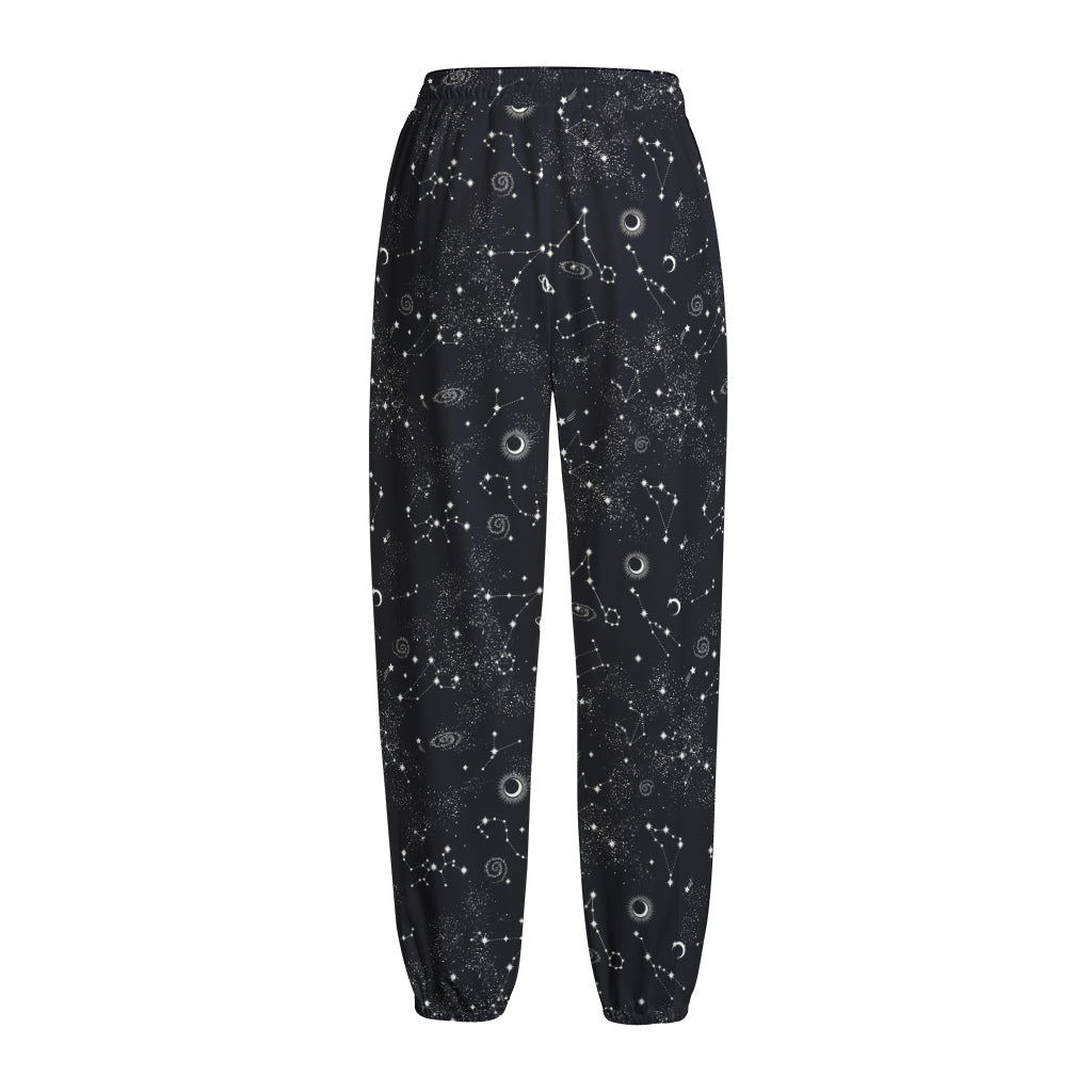 Constellation Space Pattern Print Fleece Lined Knit Pants