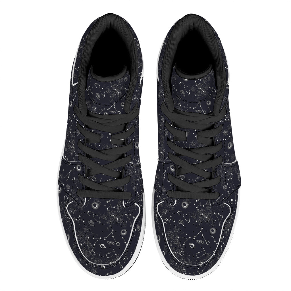 Constellation Space Pattern Print High Top Leather Sneakers