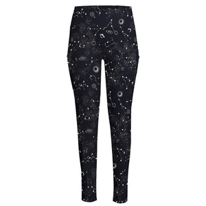 Constellation Space Pattern Print High-Waisted Pocket Leggings