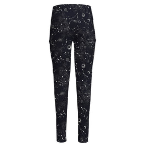 Constellation Space Pattern Print High-Waisted Pocket Leggings