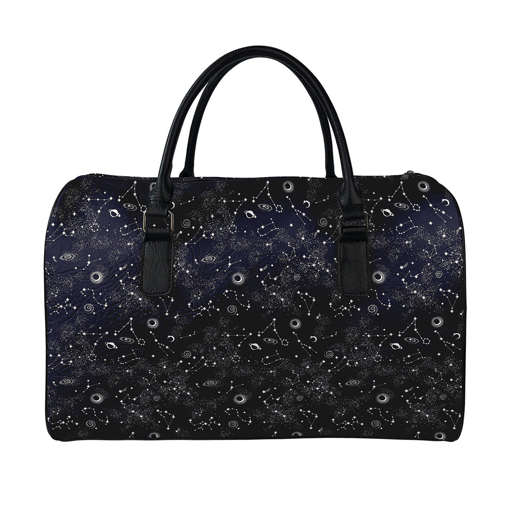 Constellation Space Pattern Print Leather Duffle Bag