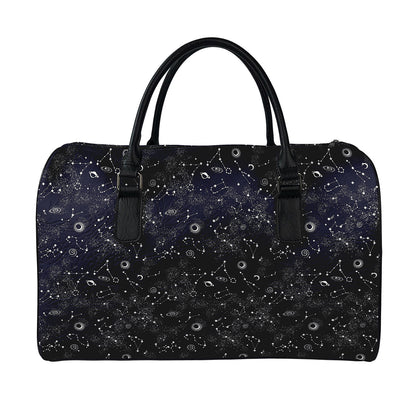 Constellation Space Pattern Print Leather Duffle Bag