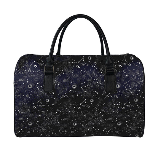 Constellation Space Pattern Print Leather Duffle Bag