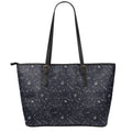 Constellation Space Pattern Print Leather Tote Bag With Zipper