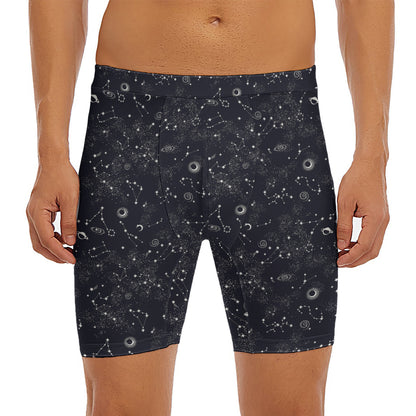 Constellation Space Pattern Print Men's Long Boxer Briefs