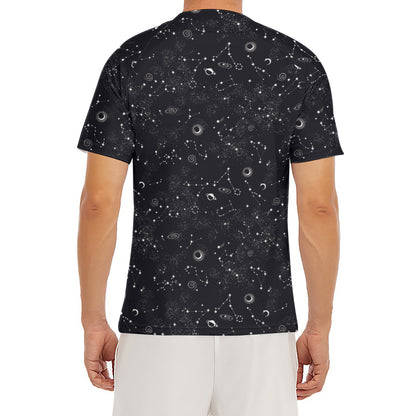 Constellation Space Pattern Print Men's Short Sleeve Rash Guard