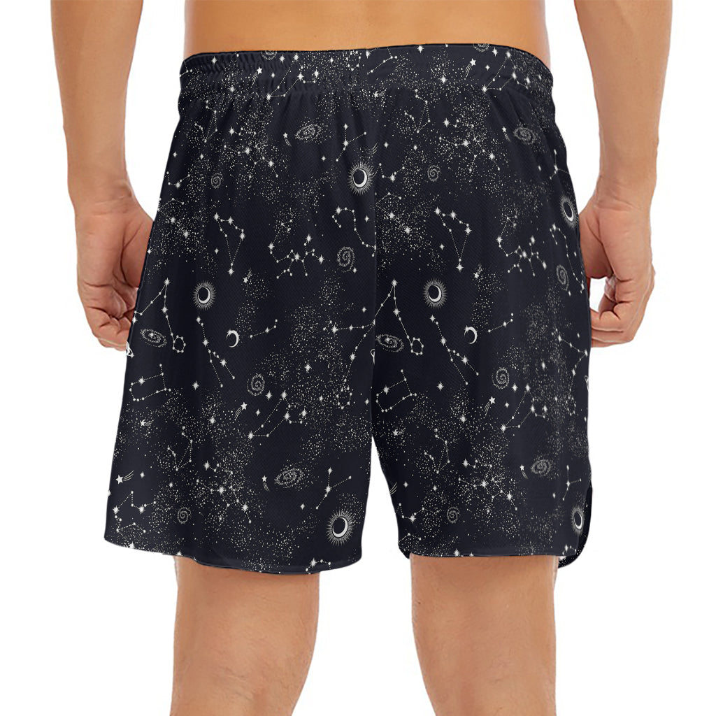 Constellation Space Pattern Print Men's Split Running Shorts