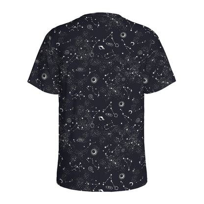 Constellation Space Pattern Print Men's Sports T-Shirt