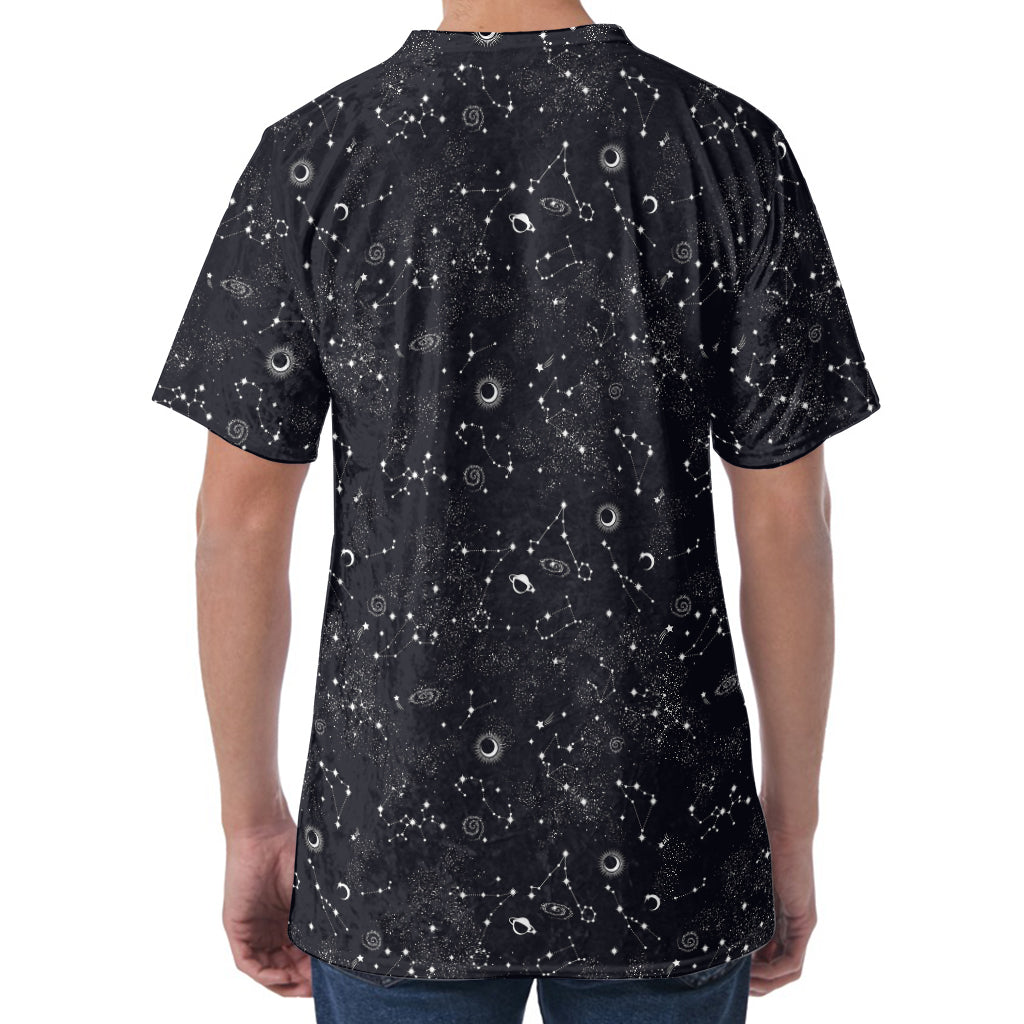 Constellation Space Pattern Print Men's Velvet T-Shirt