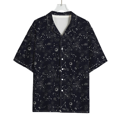 Constellation Space Pattern Print Rayon Hawaiian Shirt