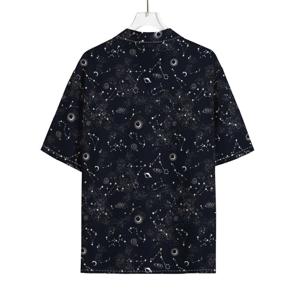 Constellation Space Pattern Print Rayon Hawaiian Shirt