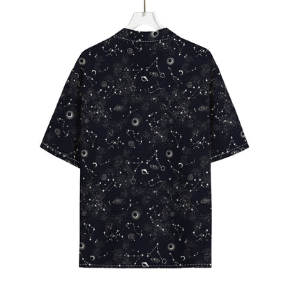 Constellation Space Pattern Print Rayon Hawaiian Shirt