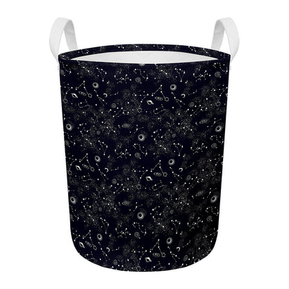 Constellation Space Pattern Print Round Laundry Basket
