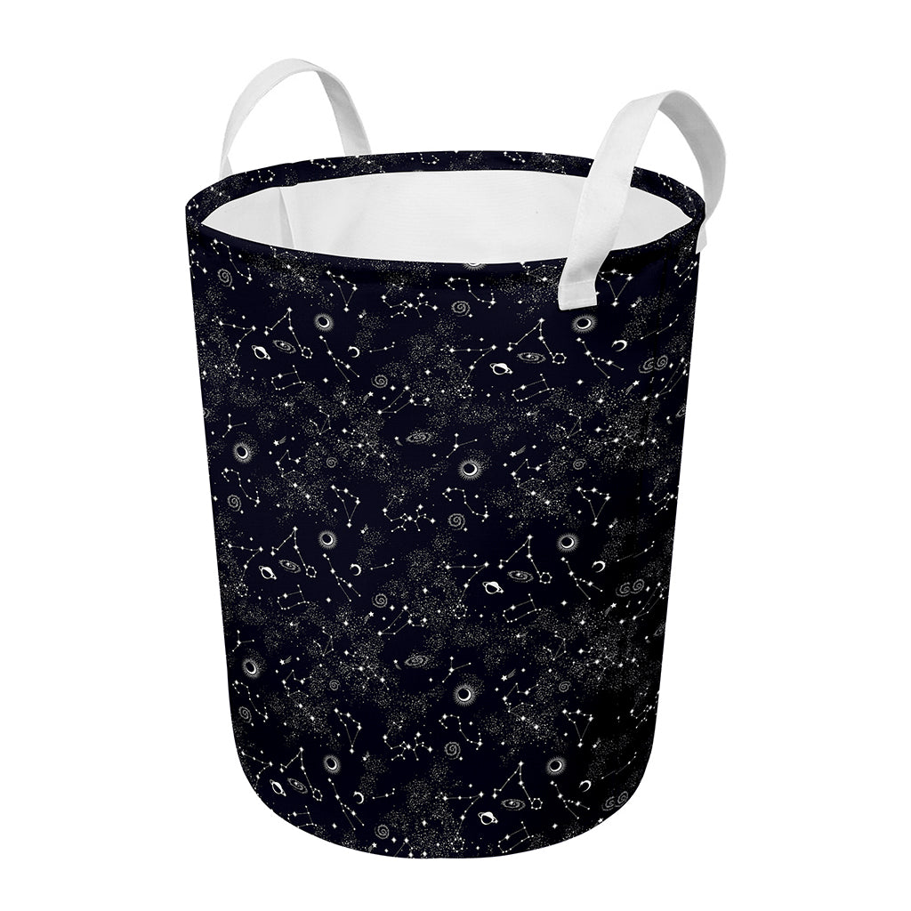 Constellation Space Pattern Print Round Laundry Basket