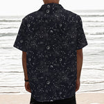 Constellation Space Pattern Print Textured Short Sleeve Shirt
