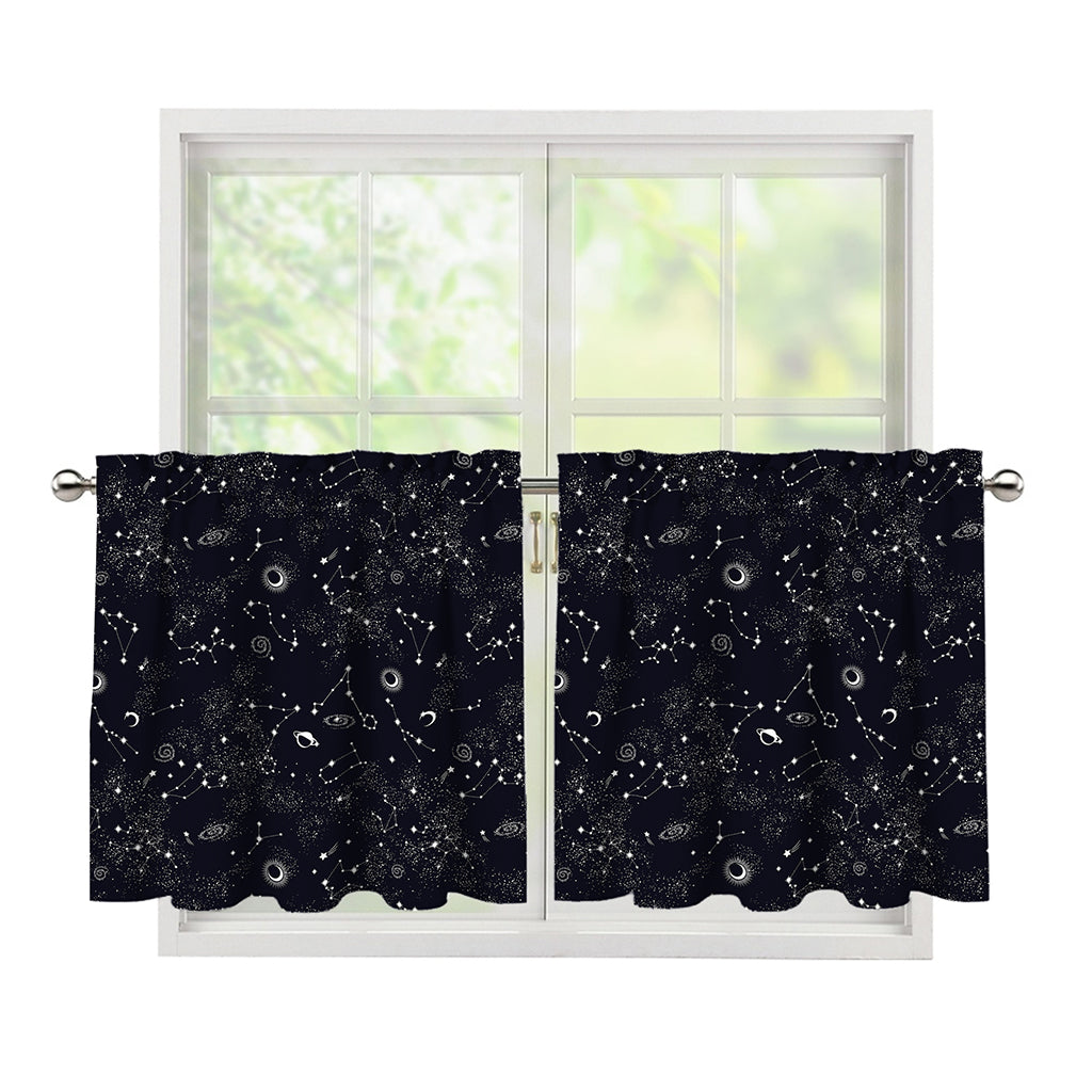 Constellation Space Pattern Print Tier Curtains