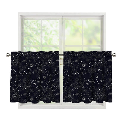 Constellation Space Pattern Print Tier Curtains