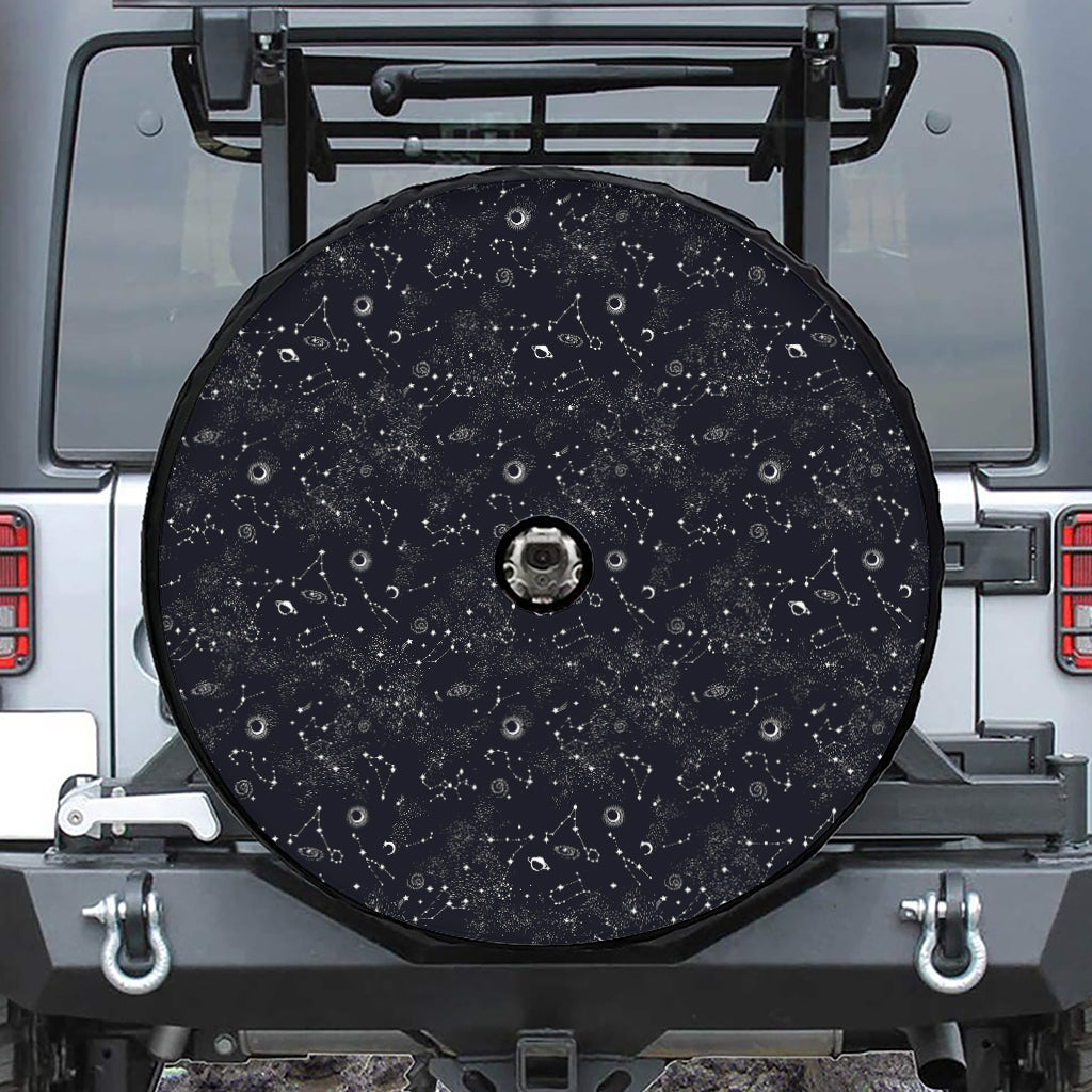 Constellation Space Pattern Print Tire Cover With Camera Hole
