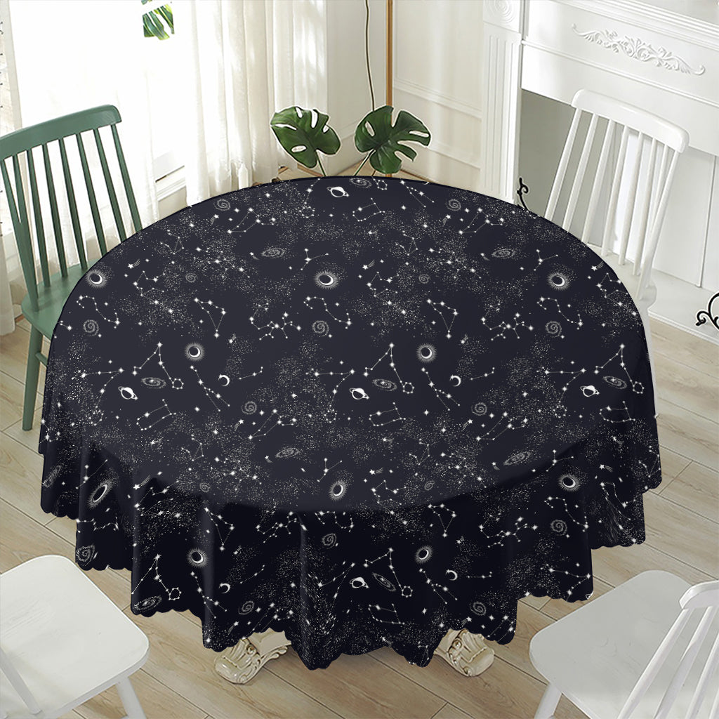 Constellation Space Pattern Print Waterproof Round Tablecloth