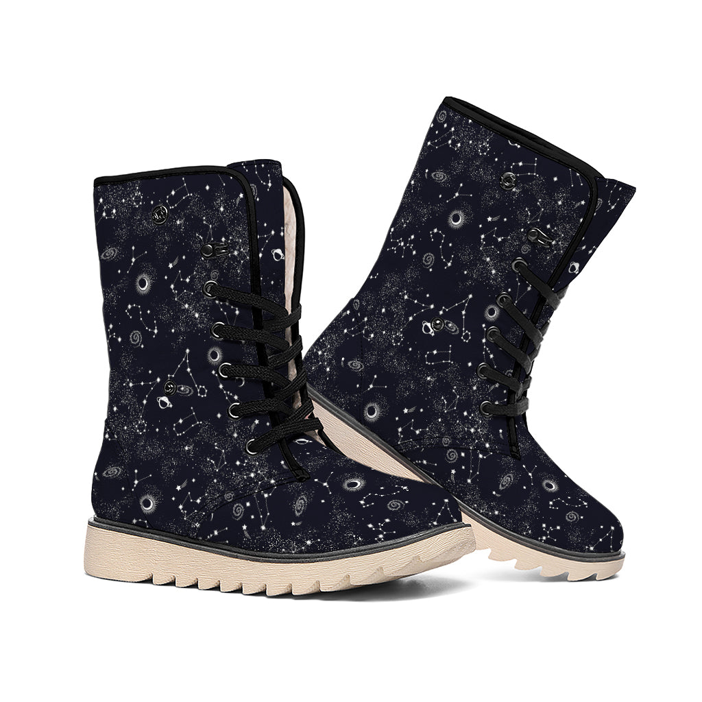 Constellation Space Pattern Print Winter Boots