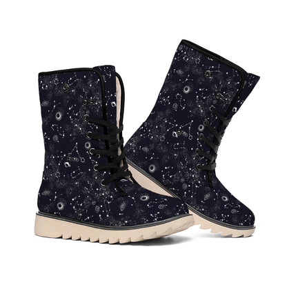 Constellation Space Pattern Print Winter Boots