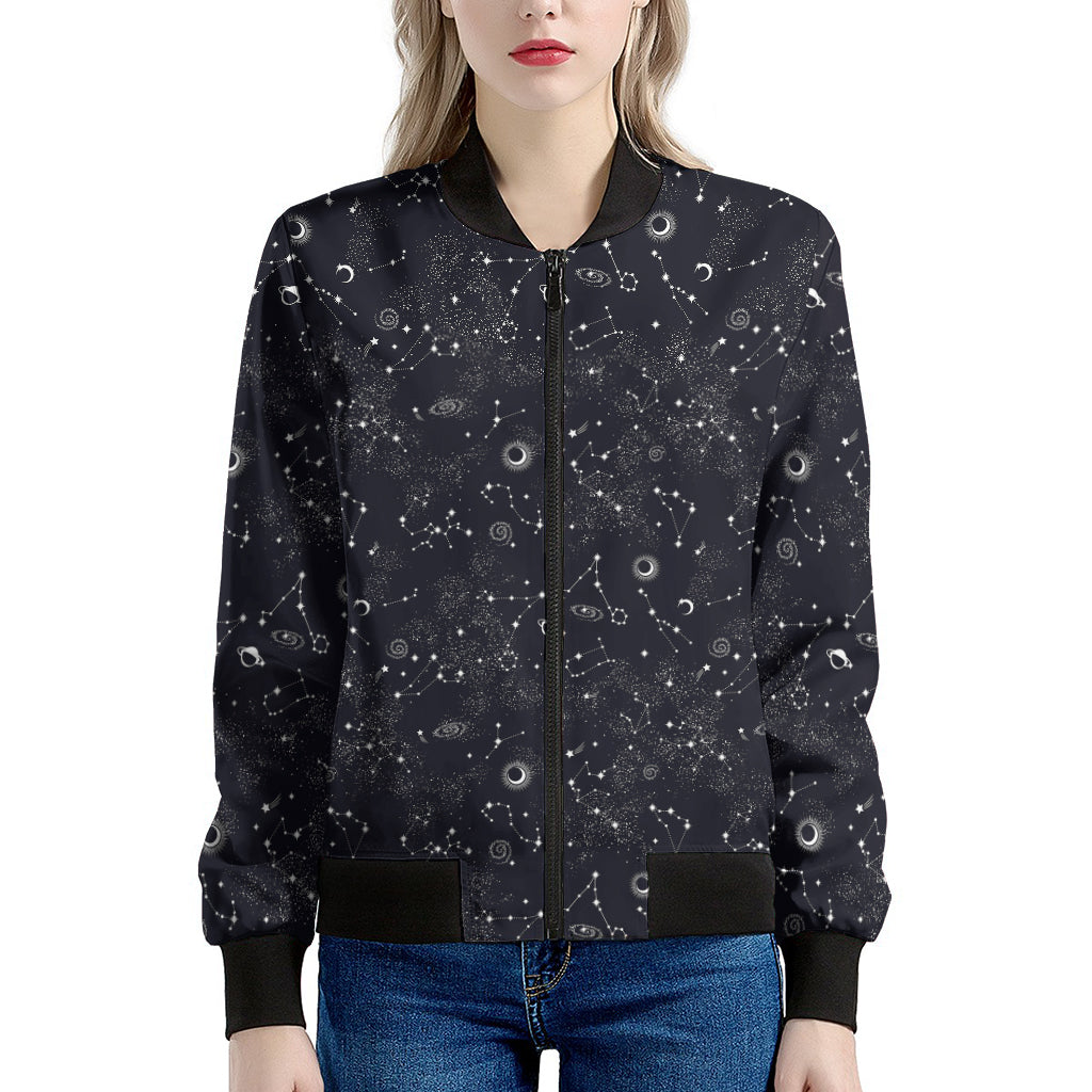 Constellation Space Pattern Print Women's Bomber Jacket