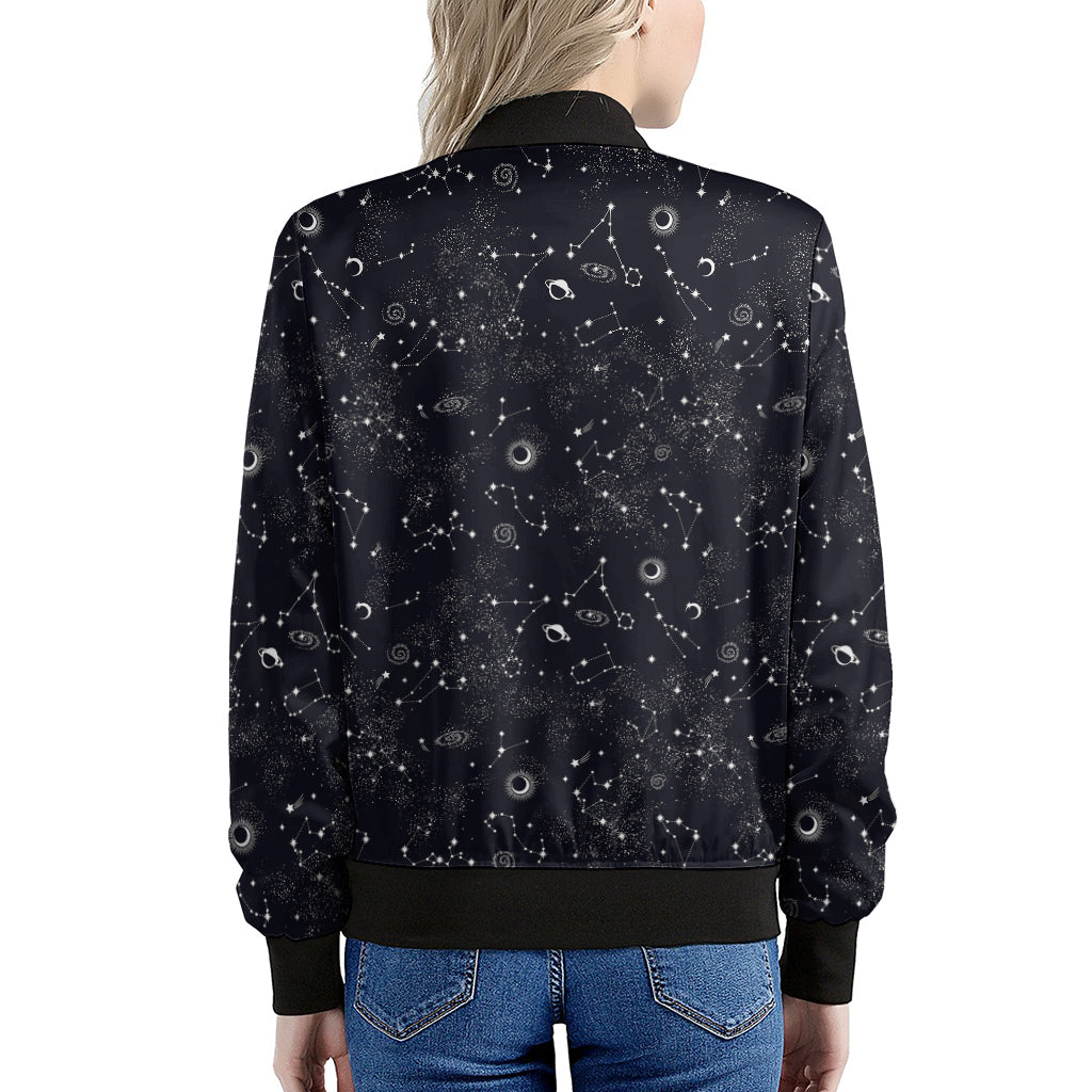 Constellation Space Pattern Print Women's Bomber Jacket