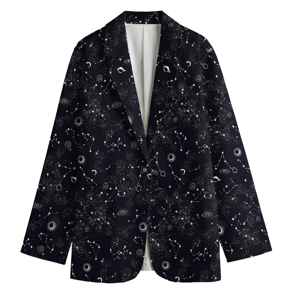 Constellation Space Pattern Print Women's Cotton Blazer