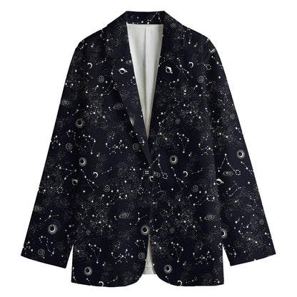 Constellation Space Pattern Print Women's Cotton Blazer