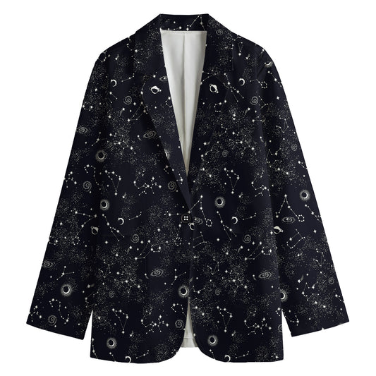 Constellation Space Pattern Print Women's Cotton Blazer