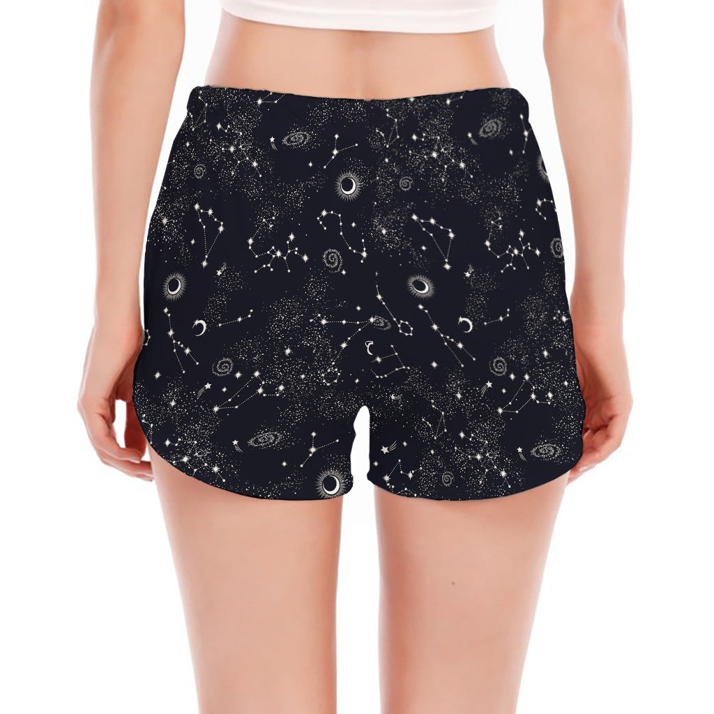 Constellation Space Pattern Print Women's Split Running Shorts