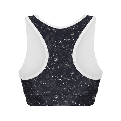 Constellation Space Pattern Print Women's Sports Bra