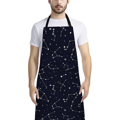 Constellation Stars Pattern Print Bib Apron With Pocket