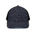 Constellation Stars Pattern Print Black Mesh Trucker Hat