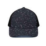 Constellation Stars Pattern Print Black Mesh Trucker Cap
