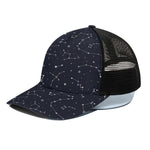 Constellation Stars Pattern Print Black Mesh Trucker Cap