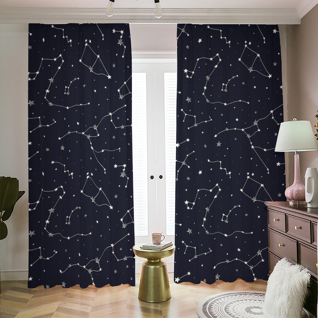 Constellation Stars Pattern Print Blackout Pencil Pleat Curtains