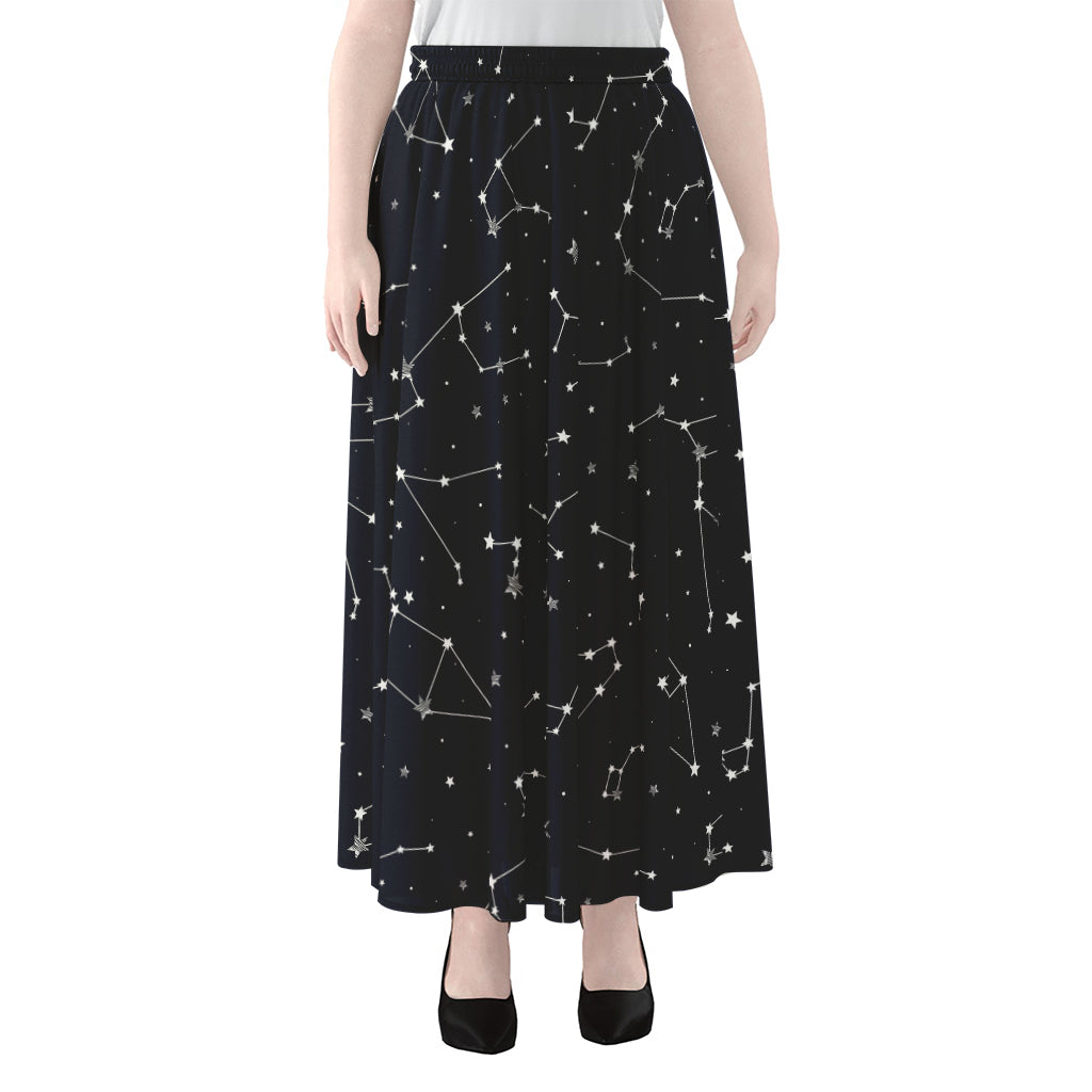 Constellation Stars Pattern Print Chiffon Maxi Skirt