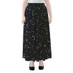 Constellation Stars Pattern Print Chiffon Maxi Skirt