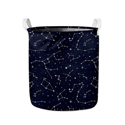 Constellation Stars Pattern Print Collapsible Laundry Basket
