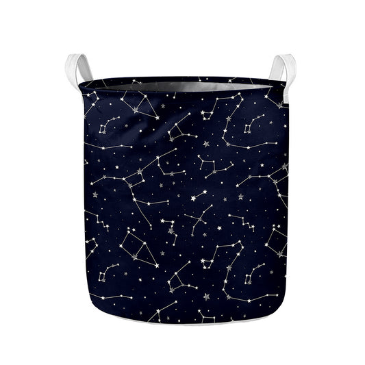 Constellation Stars Pattern Print Collapsible Laundry Basket