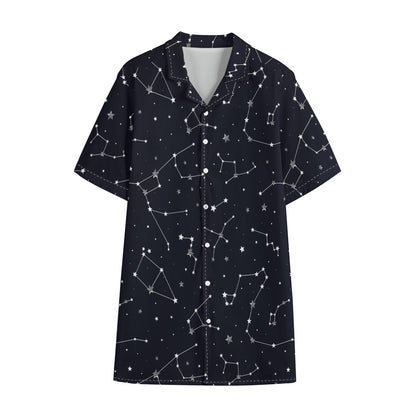 Constellation Stars Pattern Print Cotton Hawaiian Shirt