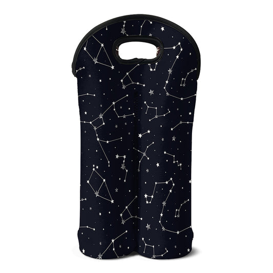 Constellation Stars Pattern Print Double Neoprene Wine Tote