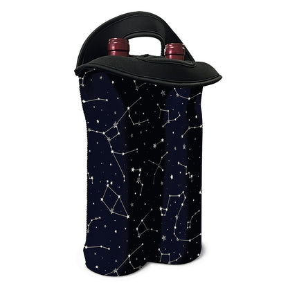 Constellation Stars Pattern Print Double Neoprene Wine Tote