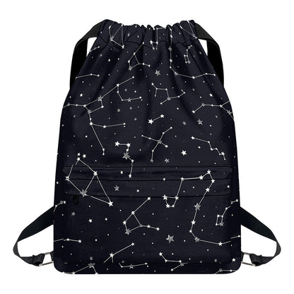Constellation Stars Pattern Print Drawstring Backpack