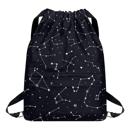Constellation Stars Pattern Print Drawstring Backpack