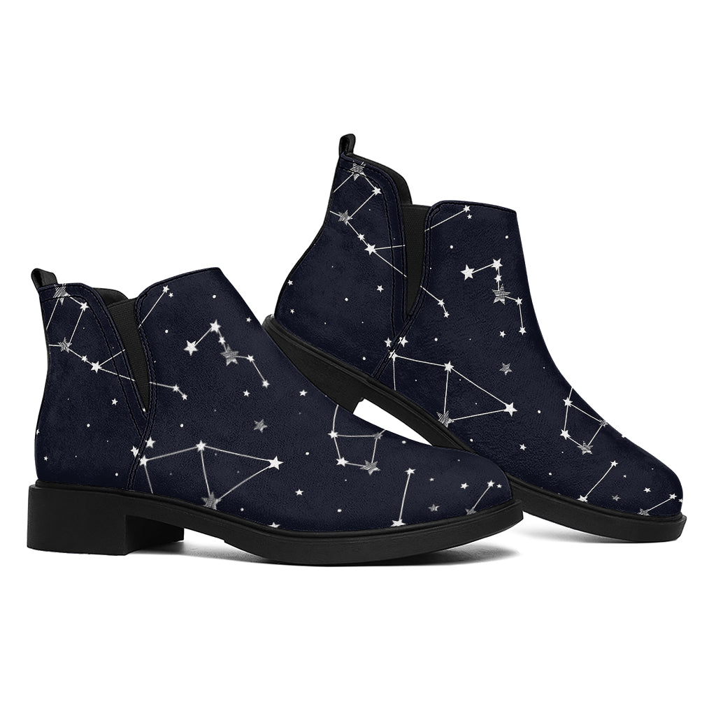 Constellation Stars Pattern Print Flat Ankle Boots