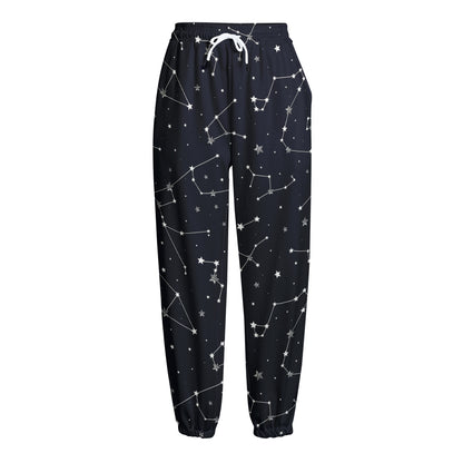 Constellation Stars Pattern Print Fleece Lined Knit Pants
