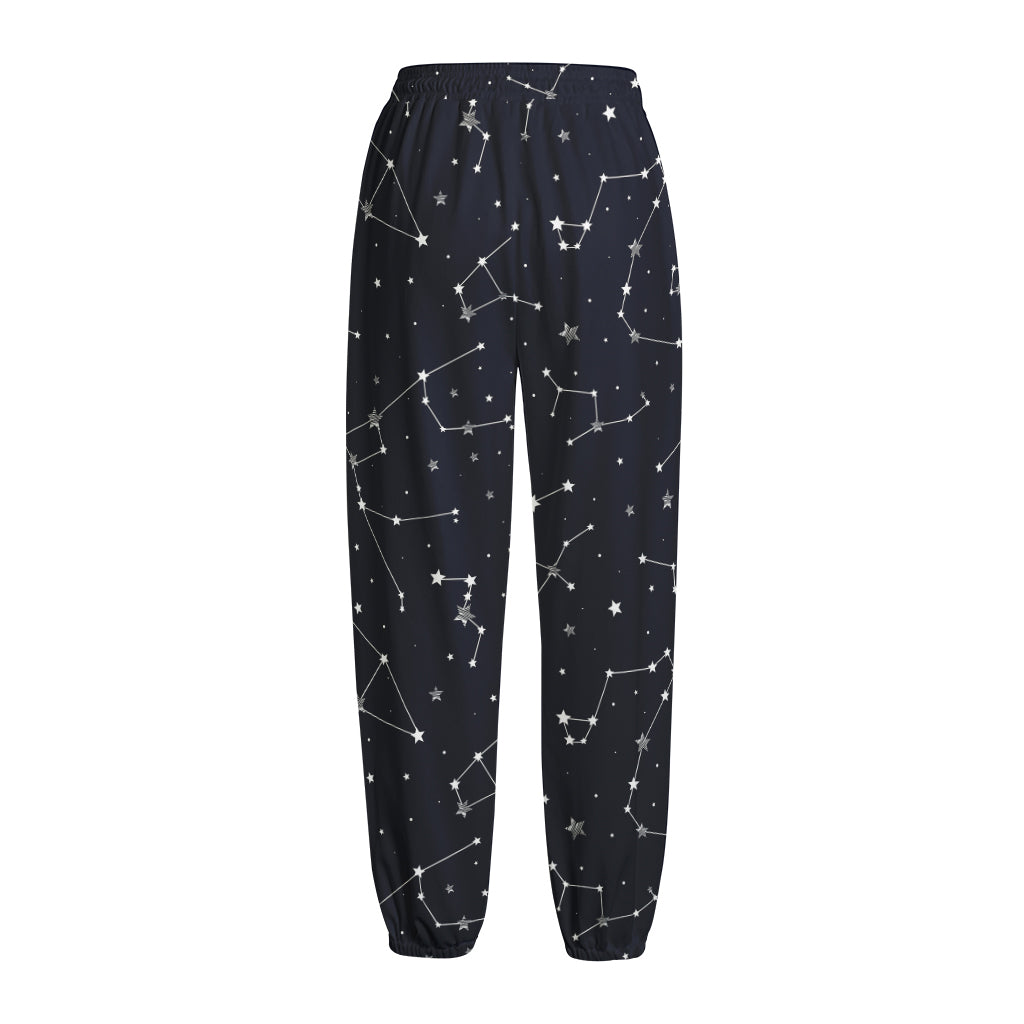 Constellation Stars Pattern Print Fleece Lined Knit Pants