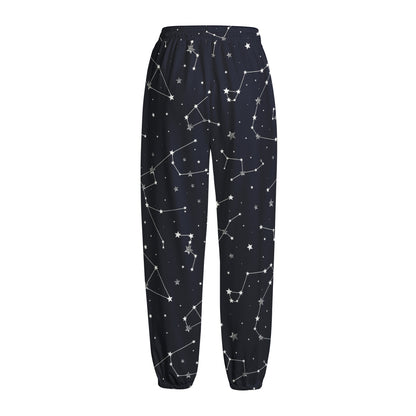 Constellation Stars Pattern Print Fleece Lined Knit Pants